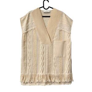 Beatrice B Cable Knit Sleeveless Pocket Tunic Sweater Vest Womens Size Small